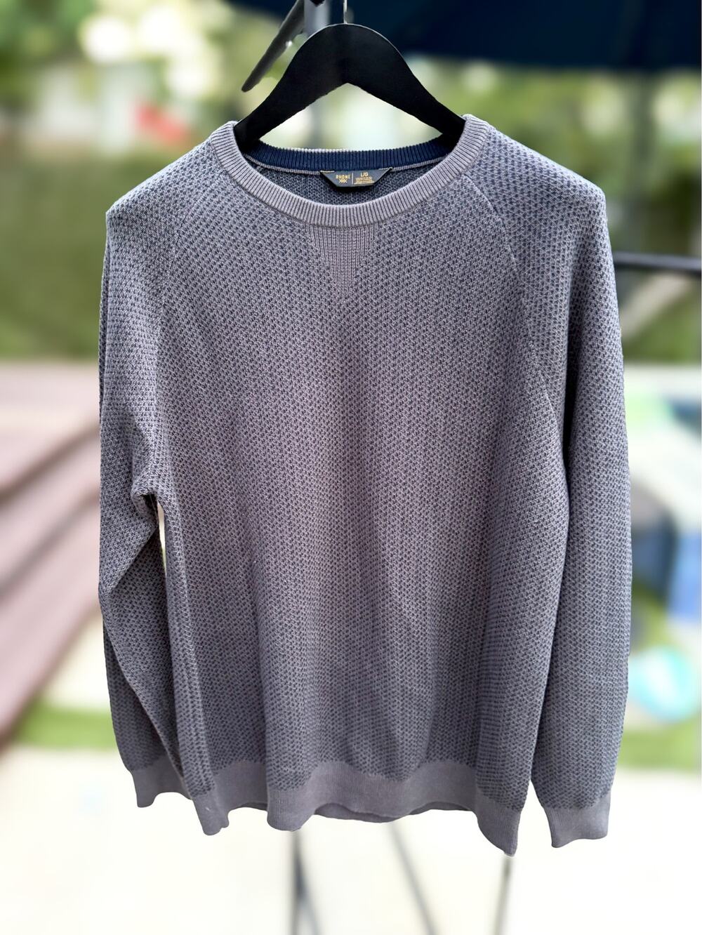 NWT Rhone Men’s Large Textured Crewneck Sweater Charcoal Gray Performance